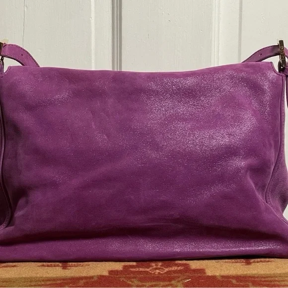 Fendi Rare Y2K Iridescent PlumSuede Mamma Baguette Shoulder Bag - Picture 4 of 15